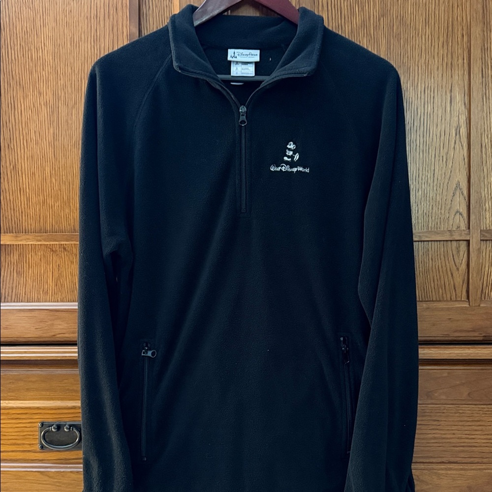 Disney World Parks 1/4 Zip Fleece Pullover Jacket Mickey Mouse Embroidered Cozy